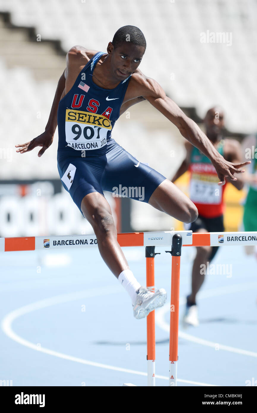 BARCELONA, Spain: Thursday 12 July 2012, Gregory Coleman (USA) in the mens 400m hurdles semi final during the morning session of day 3 of the IAAF World Junior Championships at the Estadi Olimpic de Montjuic. Photo by Roger Sedres/ImageSA Stock Photo