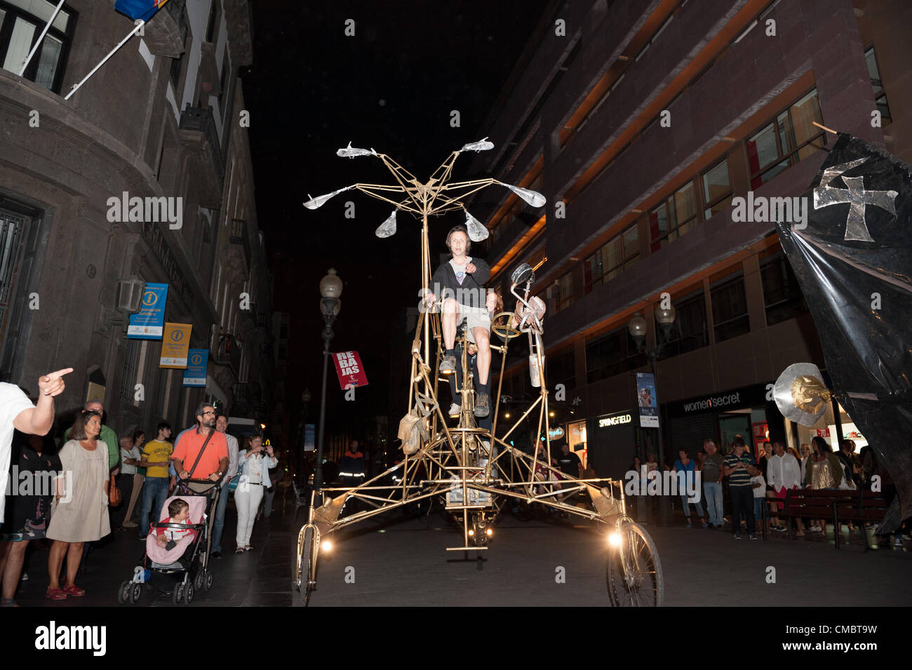 July 12, 2012 – Las Palmas, Canary Islands, Spain – Theater-group Titanick, from Germany, preparing their performance Firebirds, during Theater, Music and Dance international festival in Las Palmas, Canary Islands, on Thursday 12 July 2012. Stock Photo