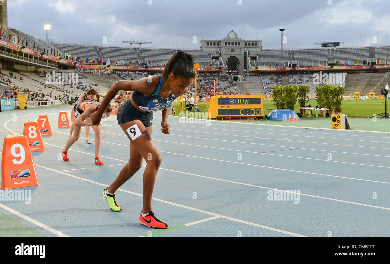 BARCELONA, Spain: Thursday 12 July 2012, Ajee Wilson of the USA at the start of the women's 800m final during the afternoon session of day 3 of the IAAF World Junior Championships at the Estadi Olimpic de Montjuic. Photo by Roger Sedres/ImageSA Stock Photo