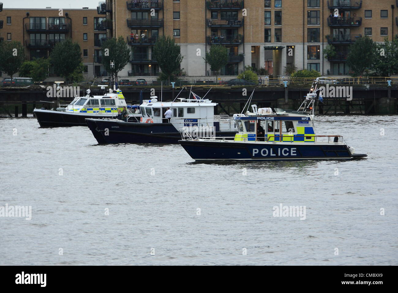 Friday 13th July 2012 Operation Olympics, HMS Ocean takes her place on the  River Thames in preparation for London 2012 Olympic Games security  operation Stock Photo - Alamy