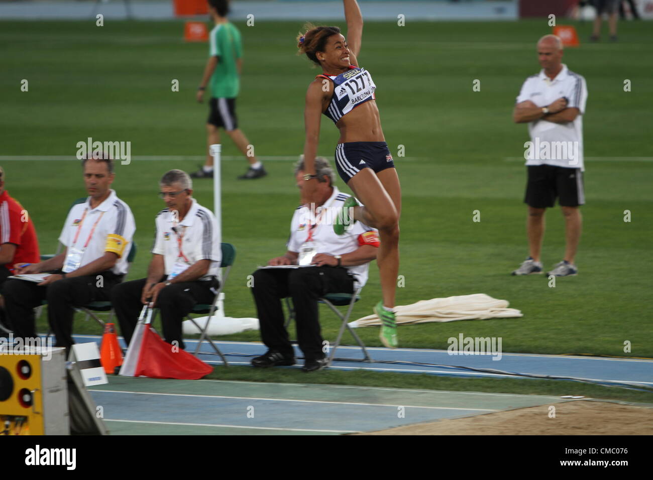 BARCELONA, SPAIN - JULY 13: Jazmin Sawyers from Great Britain win bronze medal in the long jump IAAF World Junior Championships on July 13, 2012 in Barcelona, Spain. Stock Photo