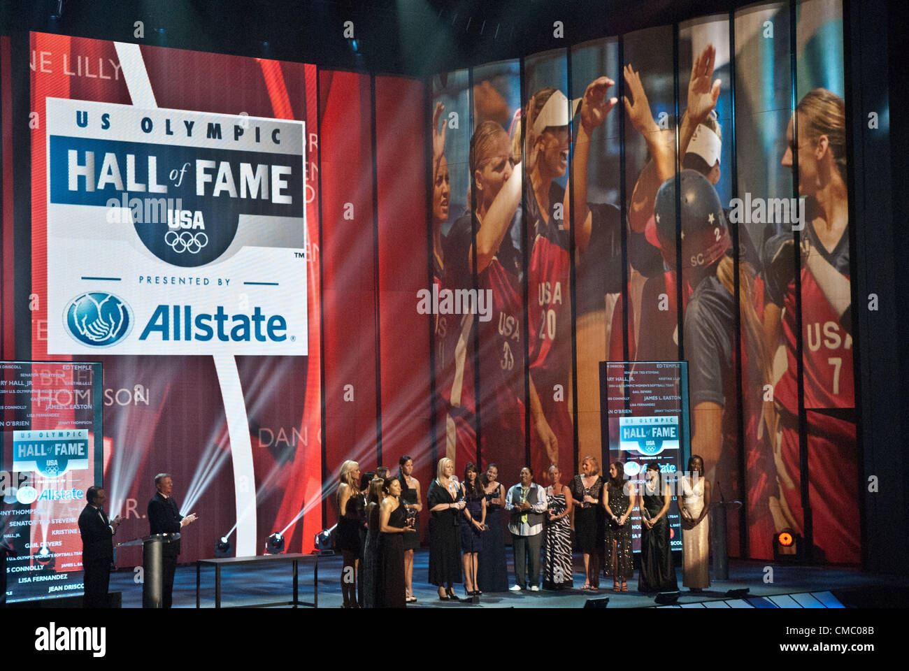 July 13, 2012 - Chicago, Illinois, U.S. - 2004 Women's Softball Team is inducted into the U.S. Olympic Hall of Fame during the 2012 Induction Ceremony at the Harris Theater in Chicago.  (Credit Image: © Karen I. Hirsch/ZUMAPRESS.com) Stock Photo