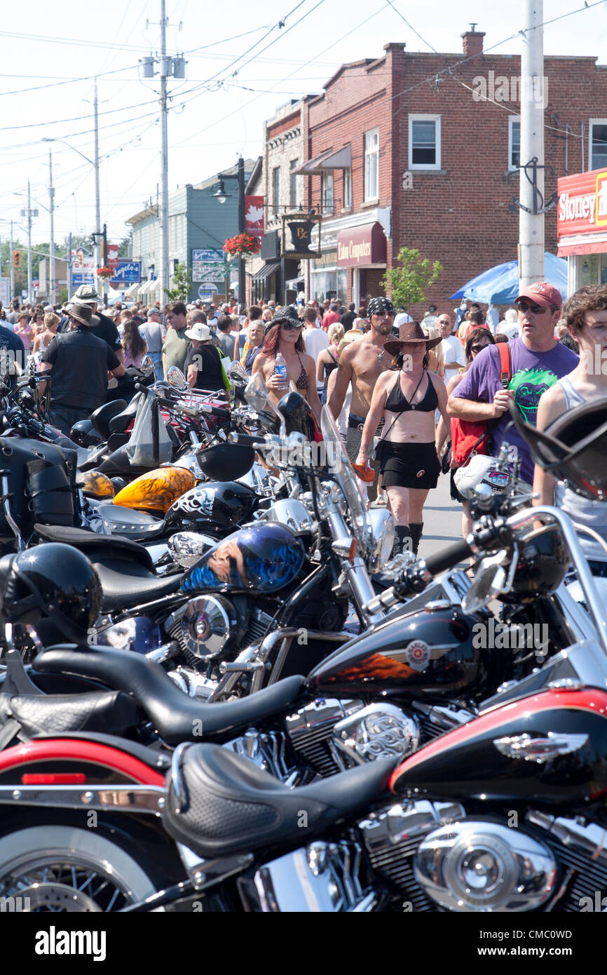 People gathering and celebrating Friday the 13th in Port Dover. Bikers