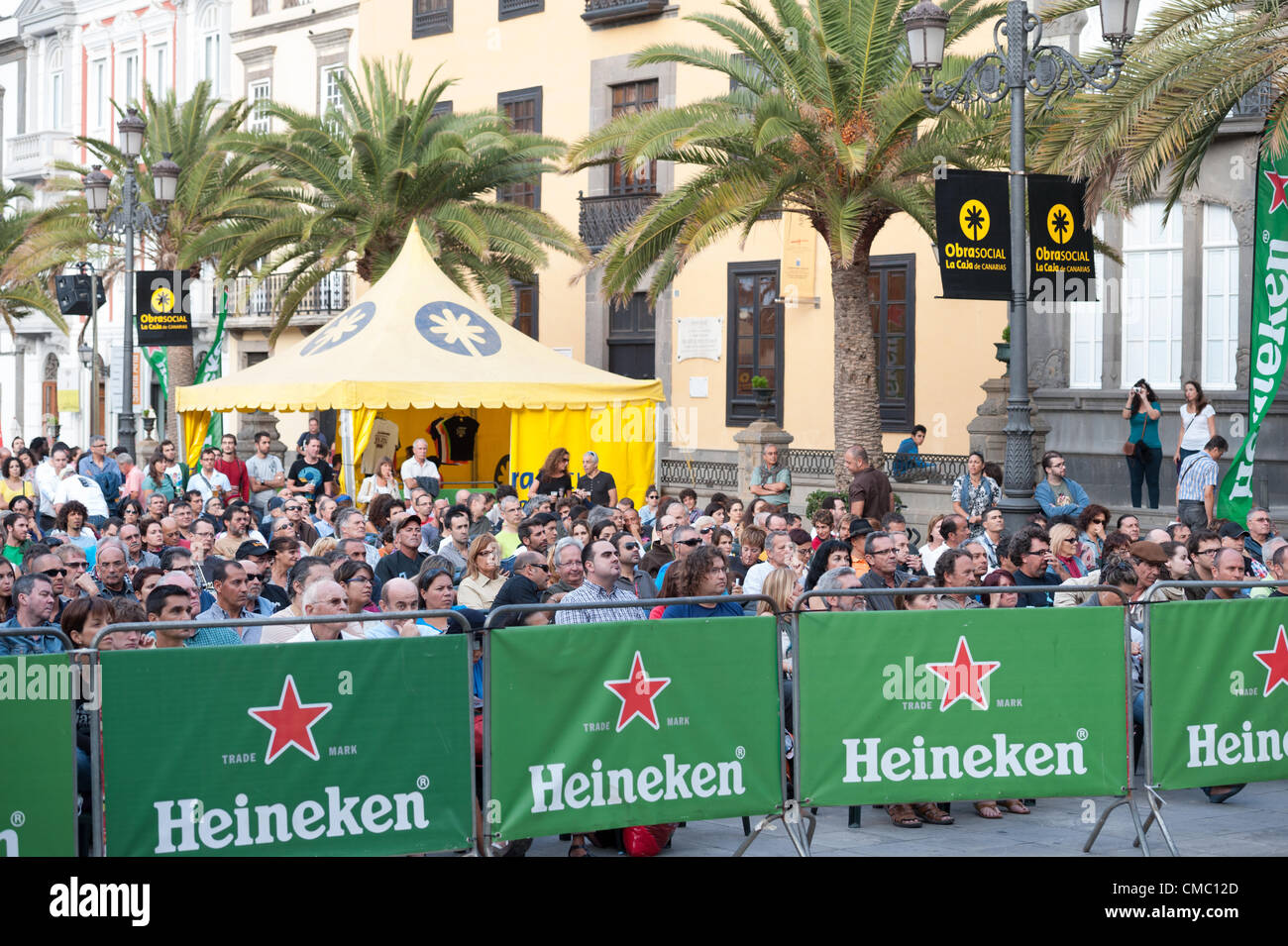 July 13, 2012 – Las Palmas, Canary Islands, Spain – An audience during festival international canarias jazz & mas Heineken, in Plaza Santa Ana, Las Palmas, Canary Islands, on Friday 13 July 2012. Stock Photo