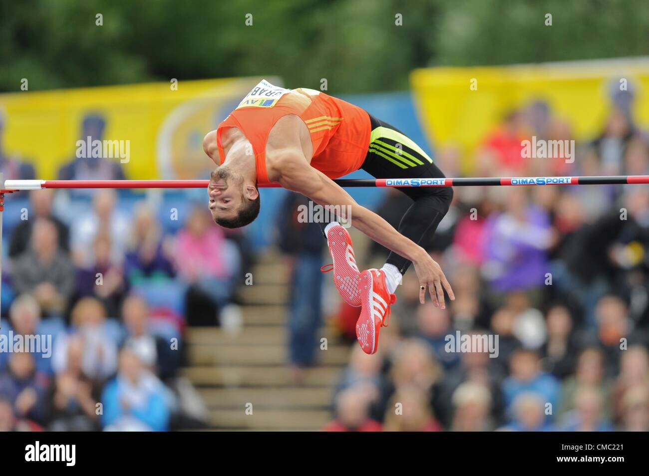 14.07.2012 London ENGLAND Mens High Jump, Robbie Grabarz in action during the Aviva Grand Prix at the Crystal Palace Stadium. Stock Photo