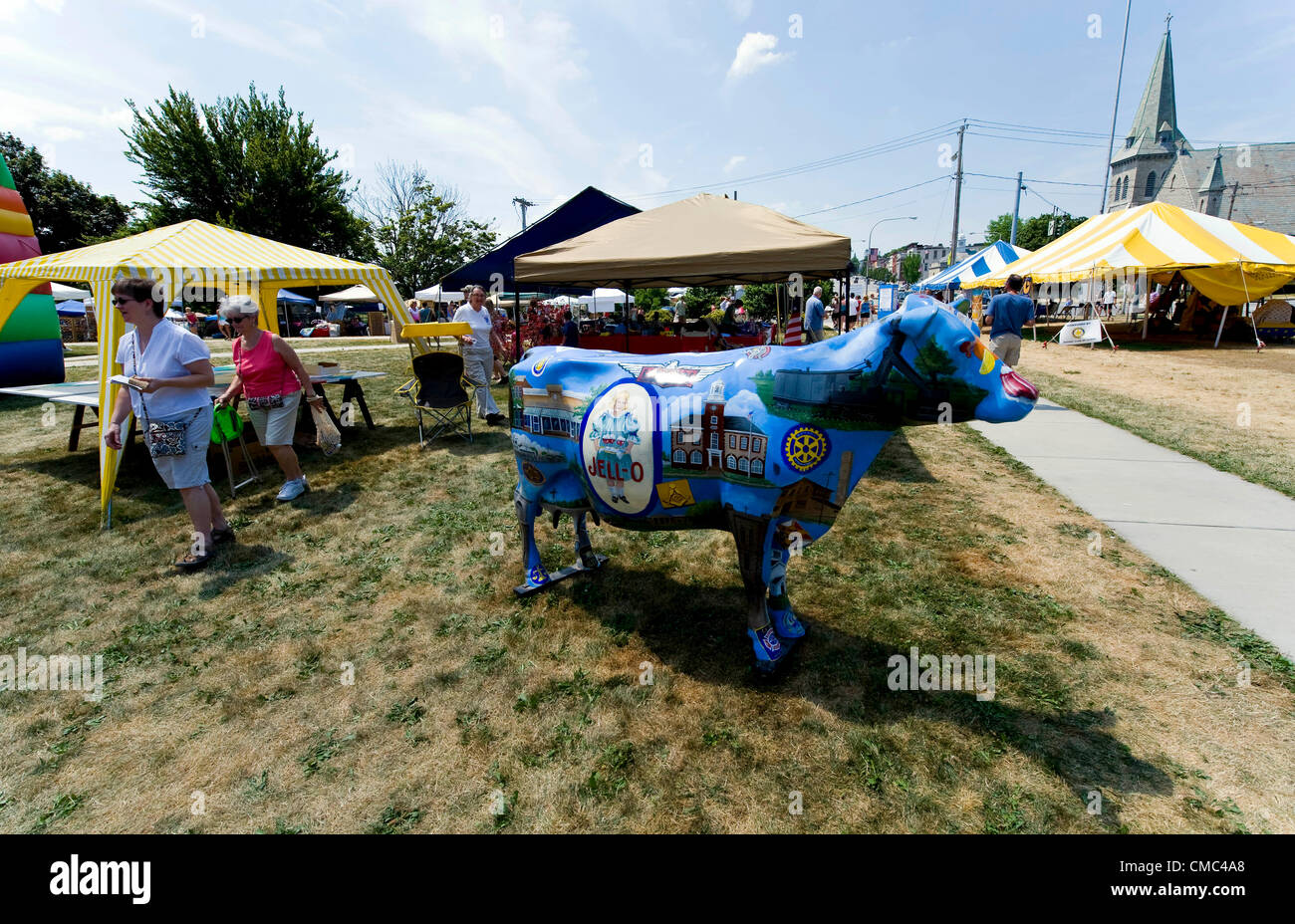 July 14, 2012 Le Roy, NY, USA A cow prominently painted with JELLO