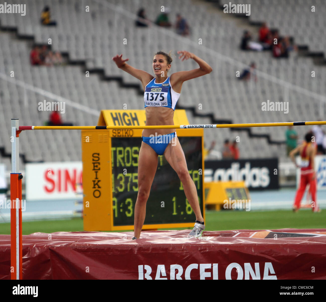 15 July 2012 - Barcelona - High jumper Alessia Trost win high jump on IAAF World Junior Championships Stock Photo