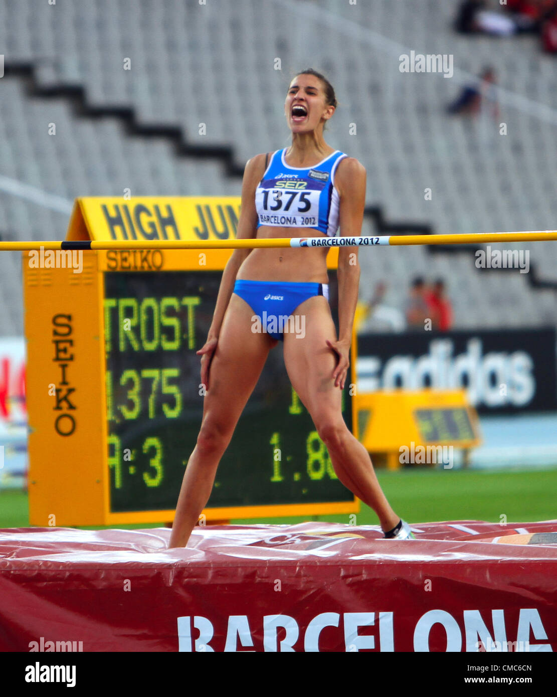 15 July 2012 - Barcelona - High jumper Alessia Trost win high jump on IAAF World Junior Championships Stock Photo