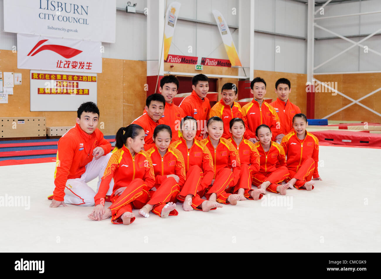 Lisburn, 18/07/2012 - Chinese gymnastic team for London 2012 Olympic games in Lisburn, Northern Ireland Stock Photo