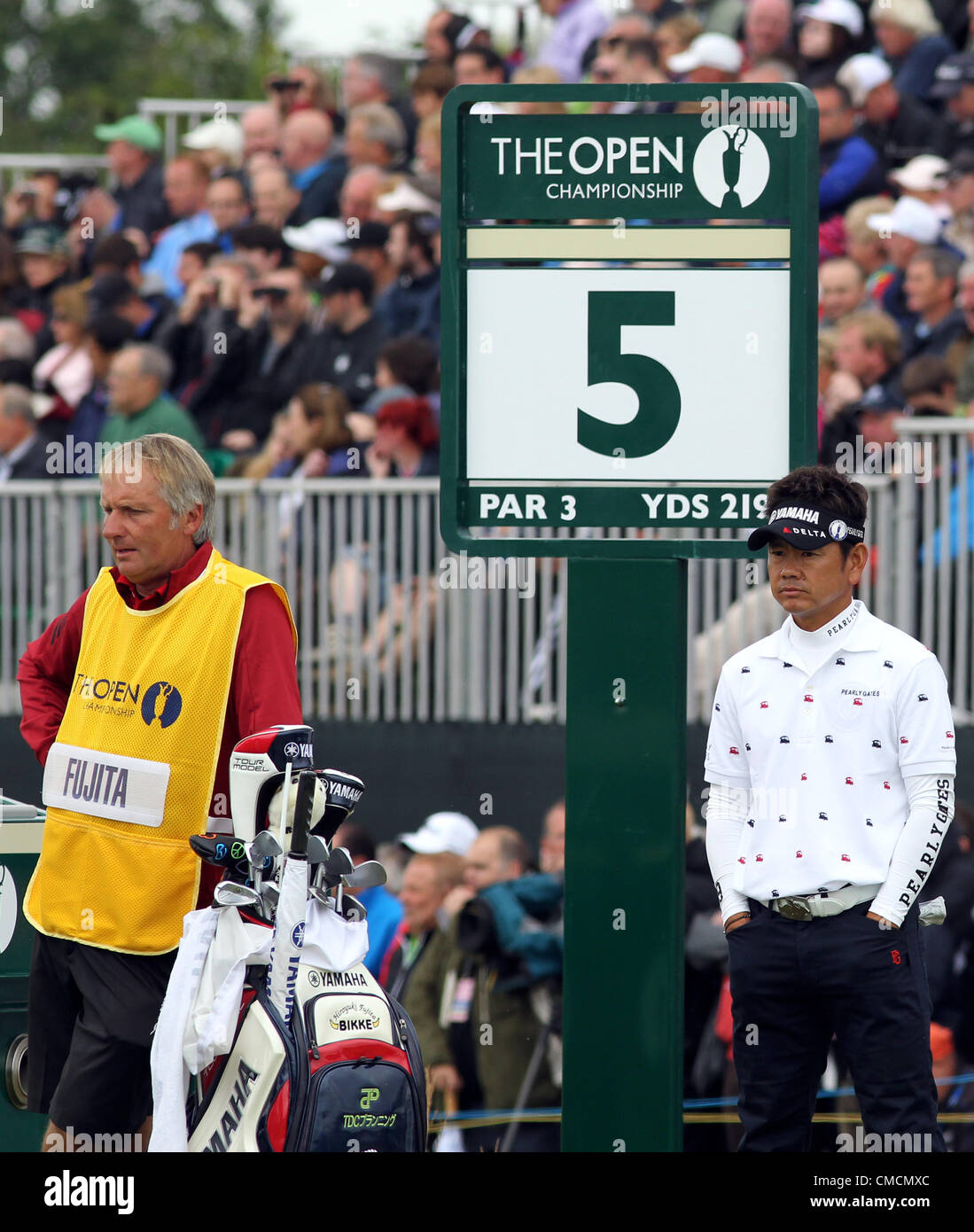 19.07.12 Lytham and St Annes, England. Japan's Hiroyuki Fujita waits on the 5th tee during the first round of The Open Golf Championship from the Royal Lytham and St Annes course in Lancashire, England, UK.  Stock Photo