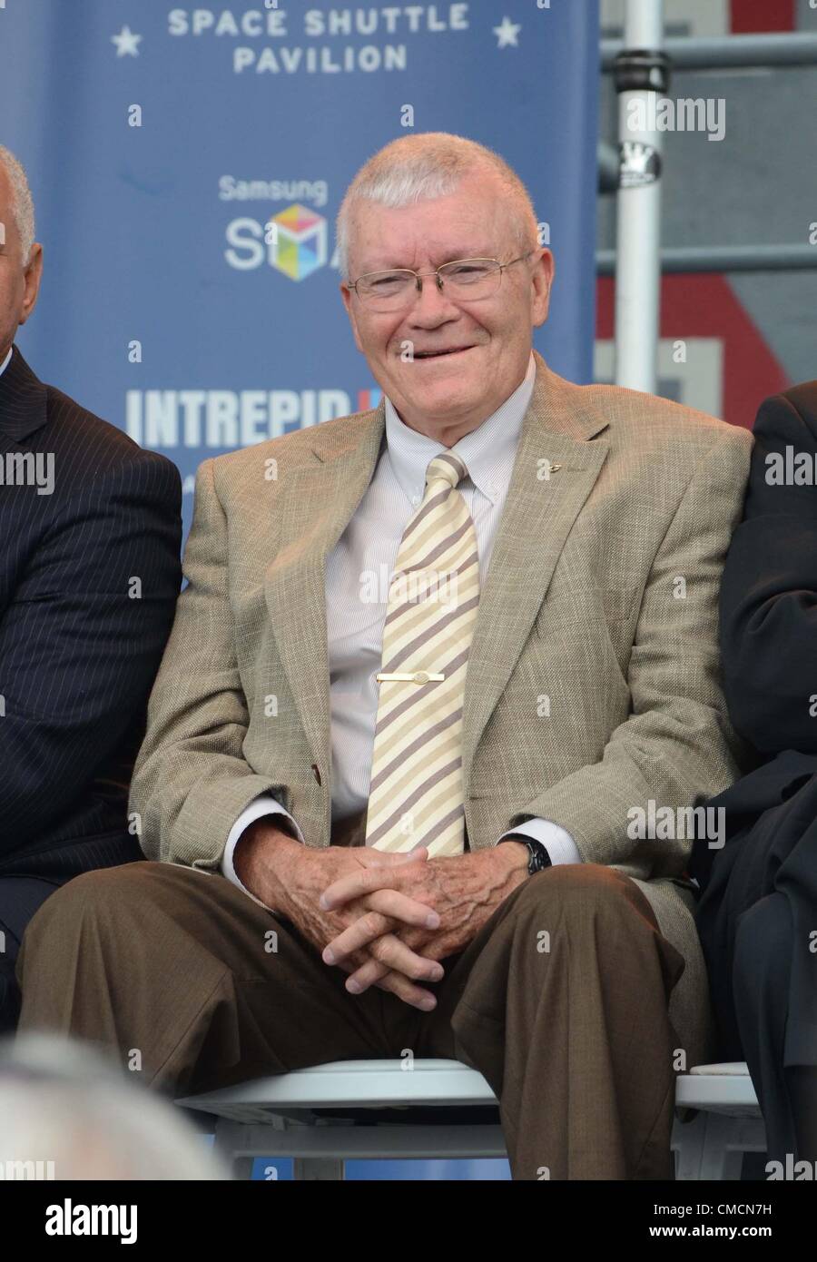 Thursday 19th July 2012. New York, USA. Fred Haise, Apollo 13, Original Enterprise in attendance for Intrepid's Space Shuttle Enterprise Pavilion Grand Opening, The Intrepid Sea, Air and Space Museum, New York. Stock Photo