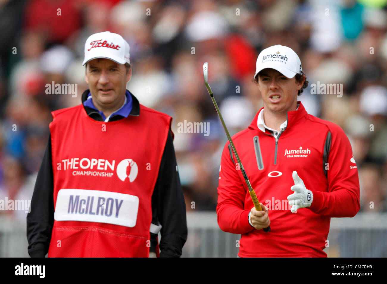 RORY MCILROY WITH CADDY IRELAND LYTHAM & ST.ANNES LANCASHIRE ENGLAND 20 July 2012 Stock Photo