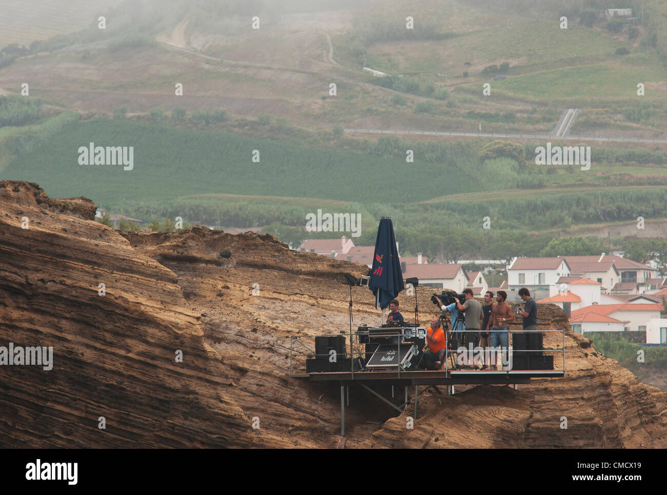 Franca do Campo, Azores. 20th July, 2012. Media Area I. Red Bull Cliff Diving, Day I: pratice at 28 meters Stock Photo