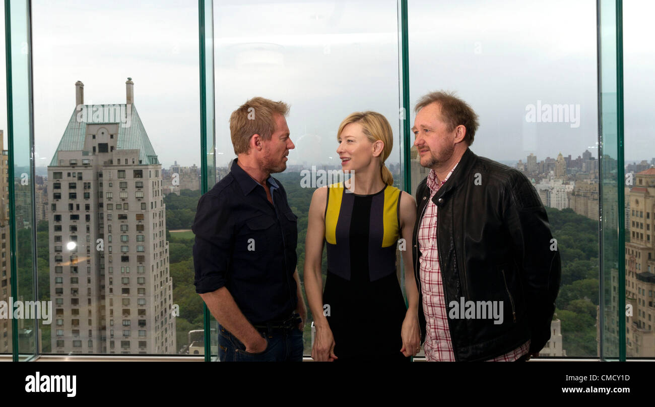 Australian actors Richard Roxburgh (L) and Cate Blanchett will star in the Sydney Theatre Companys' production of the  Chekhov play Uncle Vanya at the Lincoln Center in New York City. They are pictured July 19, 2012, at the  Meridien hotel with Cate Blanchetts' husband and co- artistic director of the company Andrew Upton. Stock Photo