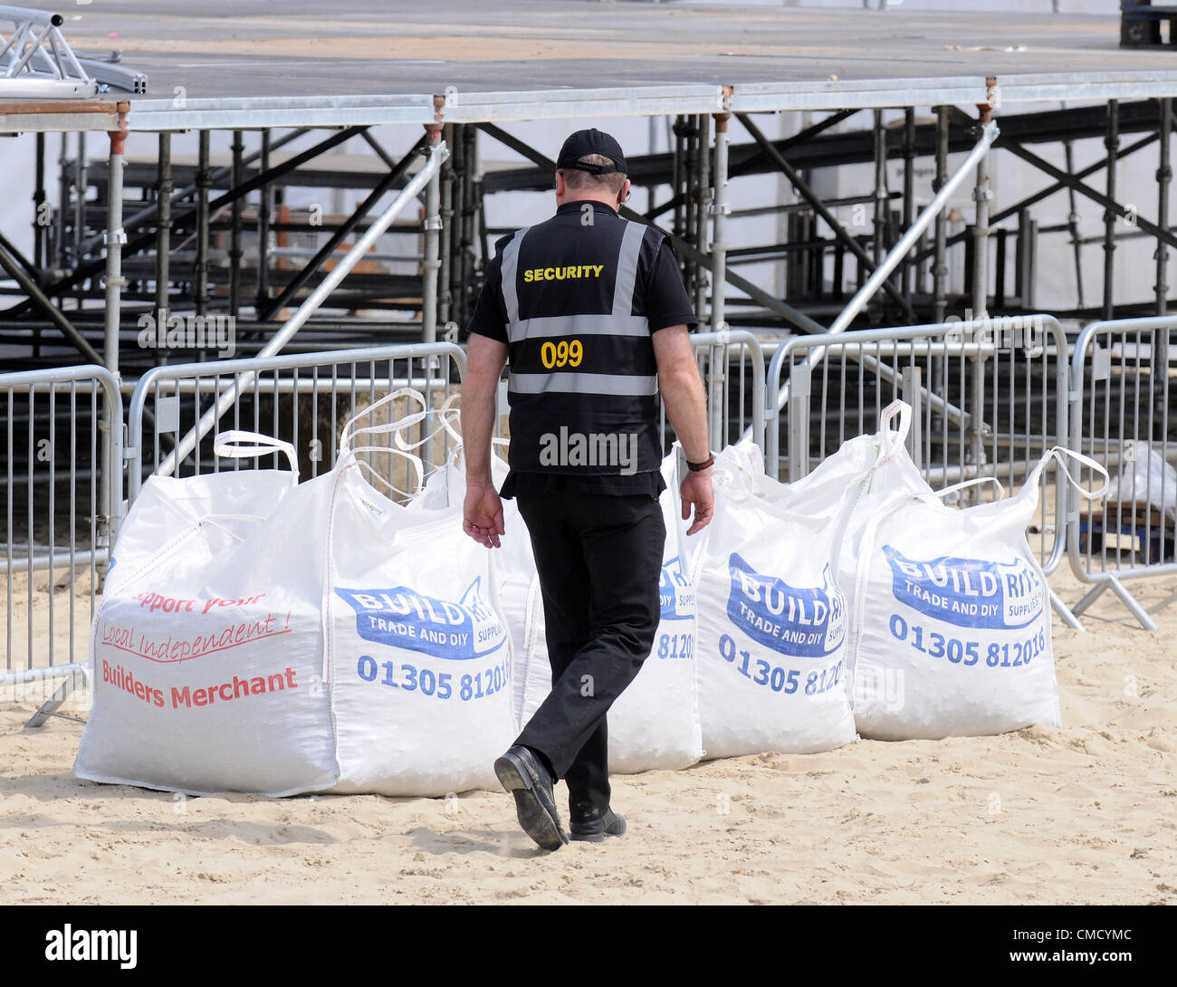 Olympic event preparations and security on Weymouth Beach, Dorset, Britain, UK 21/07/2012 PICTURE: DORSET MEDIA SERVICE Stock Photo