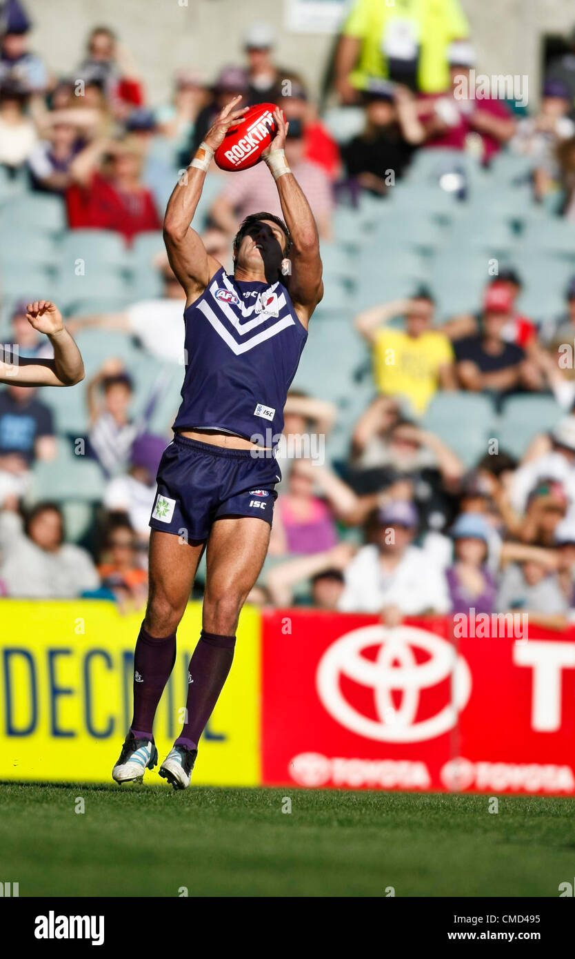 22.07.2012 Subiaco, Australia. Fremantle v Greater Western Sydney. Matthew Pavlich in action during the Round 17 game played at Patersons Stadium. Stock Photo