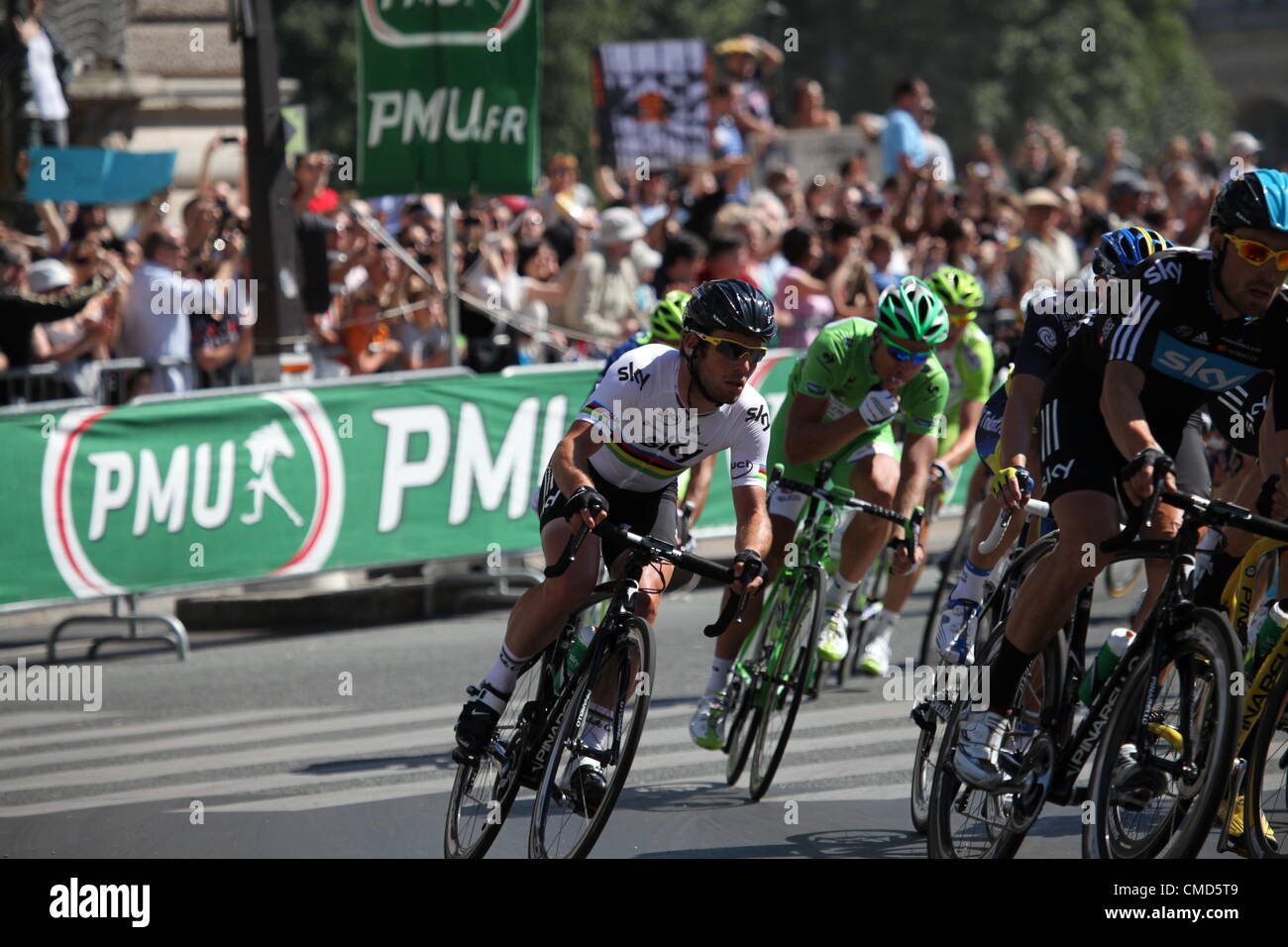 Tour de France 2012, stage 20.  Rambouillet to Paris. 22nd July 2012. World champion, Mark Cavendish takes a corner Stock Photo
