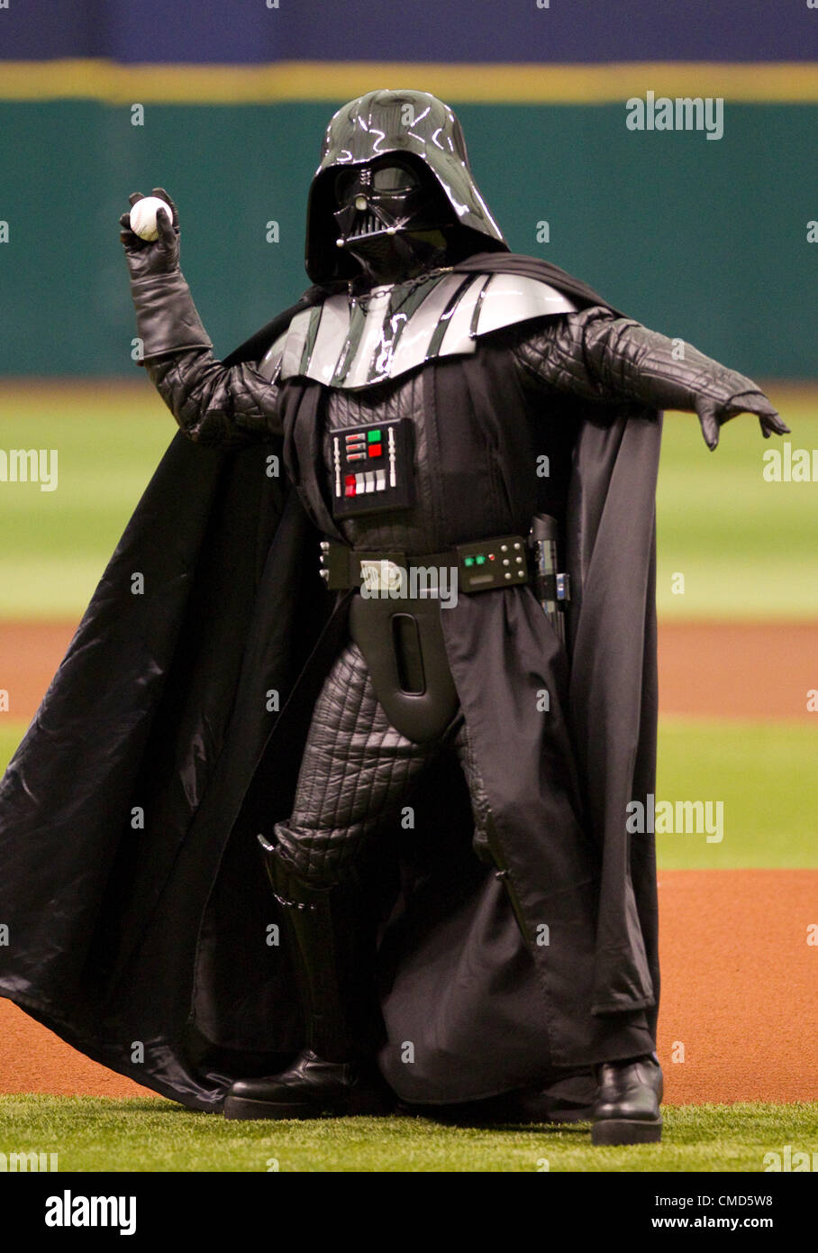 July 22, 2012 - St. Petersburg, FL, USA - JAMES BORCHUCK  |   Times.SP 355493 BORC rays (07/22/12) (St. Petersburg, FL) Darth Vader throws in the ceremonial first pitch before the Rays game against the Seattle Mariners at Tropicana Field Sunday July 22, 2012. (Credit Image: © Tampa Bay Times/ZUMAPRESS.com) Stock Photo