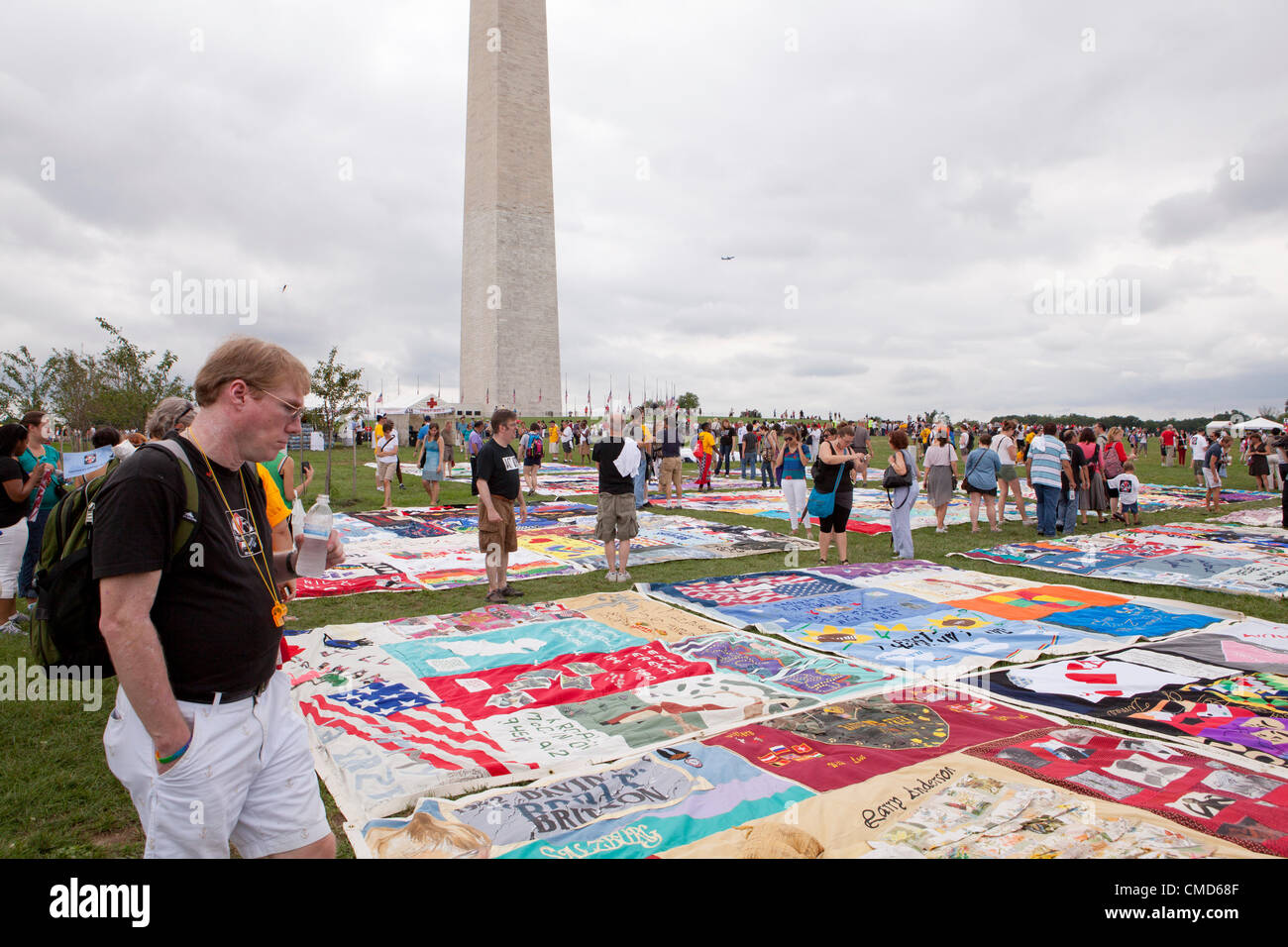 AIDS Memorial Quilt panels are put on display on the Mall to mark its 25th anniversary, ahead of the International AIDS Conference - July 22, 2012, Washington, DC USA Stock Photo
