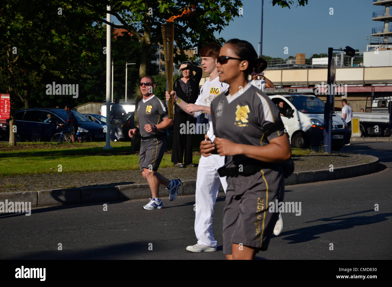 Daniel Gee, The Olympic torch carried on the Lewisham Hight Street,  The London Borough of Lewisham 23/07/2012 Stock Photo