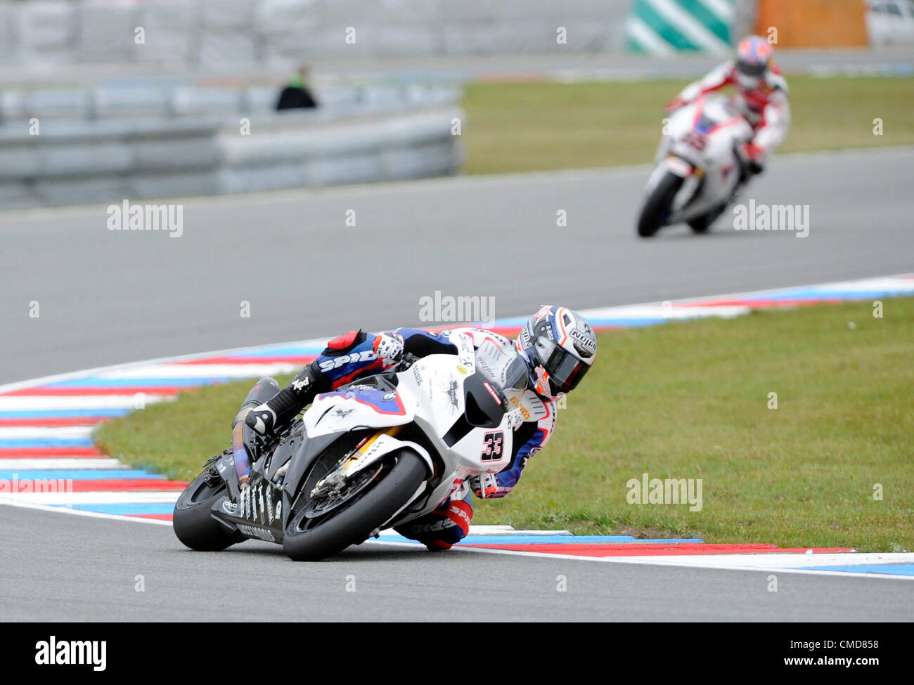 Superbike World Championship, Qualification, Brno, Czech Republic, on Saturday, July 21, 2012. Marco Melandri of Italy and Jonathan Rea of Britain. (CTK Photo/Vaclav Salek) Stock Photo