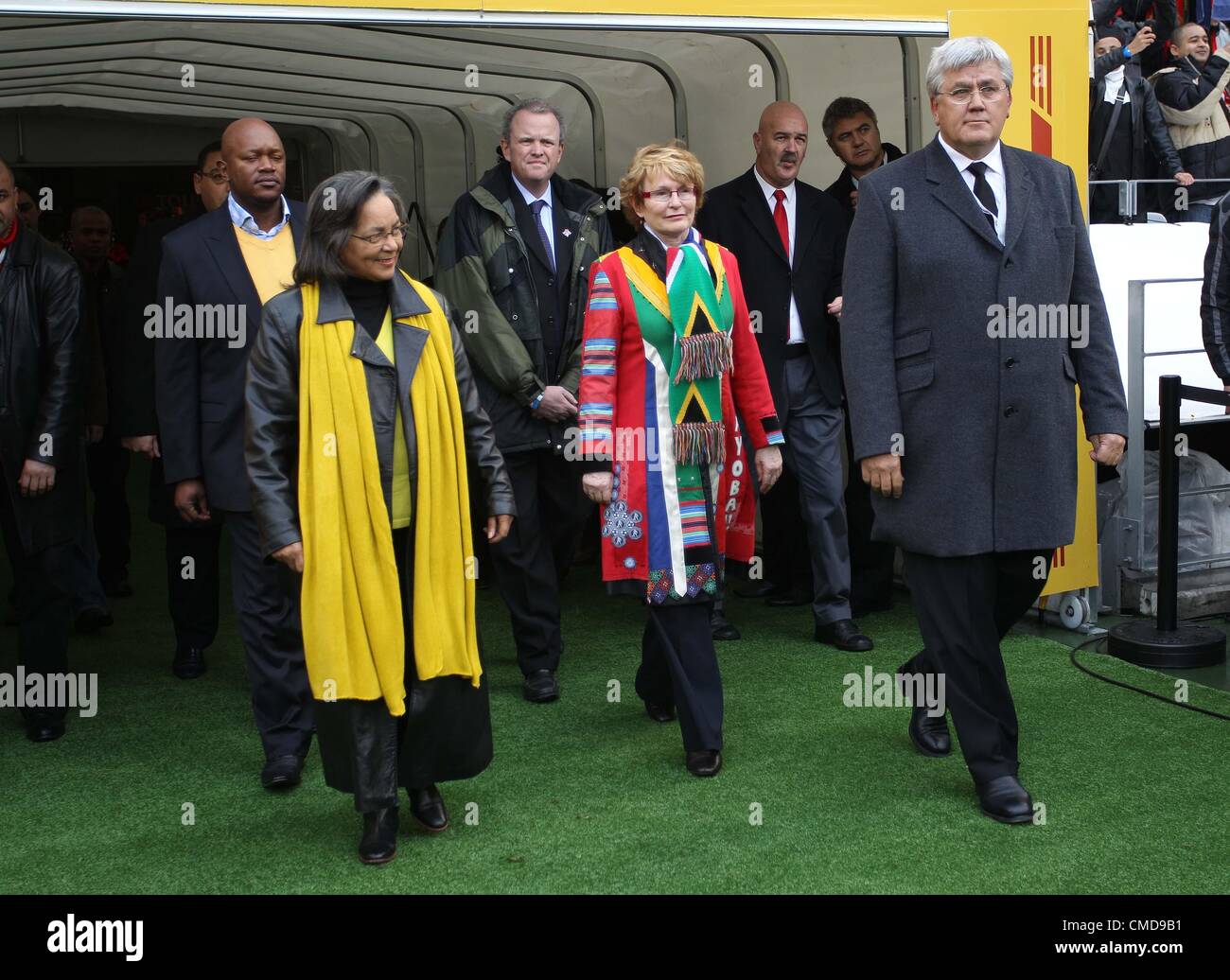 CAPE TOWN, SOUTH AFRICA - JULY 21, Western Cape Province, Helen Zille and Executive Mayor Patricia de Lille during the MTN Football Invitational match between Ajax Cape Town and Manchester United from Cape Town Stadium on July 21, 2012 in Cape Town, South Africa Photo by Luke Walker / Gallo Images Stock Photo