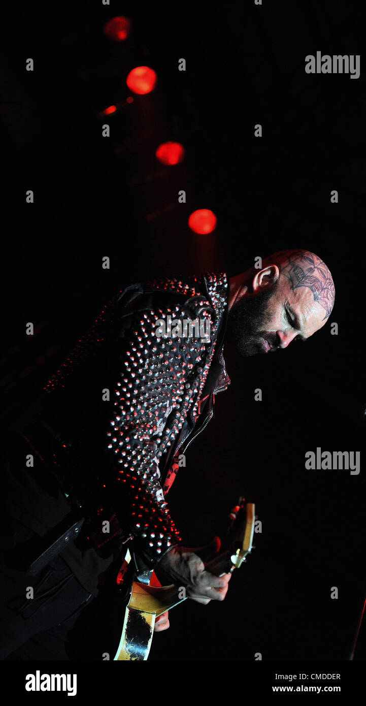 US punk group Rancid singer and guitarist Tim Armstrong performs in Prague, Czech Republic on Monday, July 23, 2012. (CTK Photo/Katerina Sulova) Stock Photo