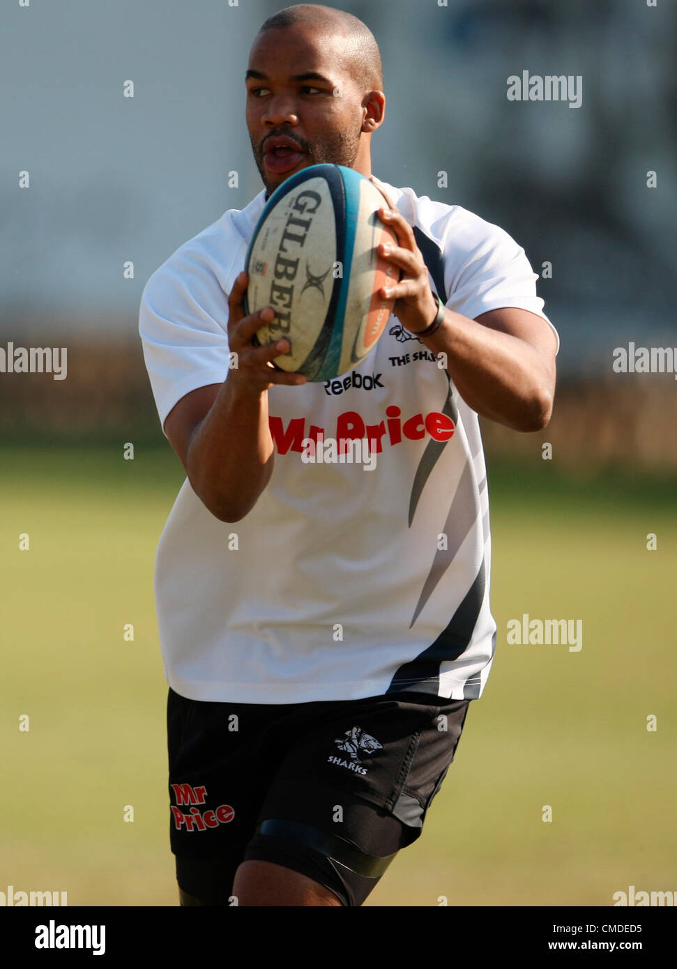 DURBAN, SOUTH AFRICA - JULY 24, JP Pietersen during The Sharks training session and press conference at Mr Price Kings Park on July 24, 2012 in Durban, South Africa Photo by Steve Haag / Gallo Images Stock Photo