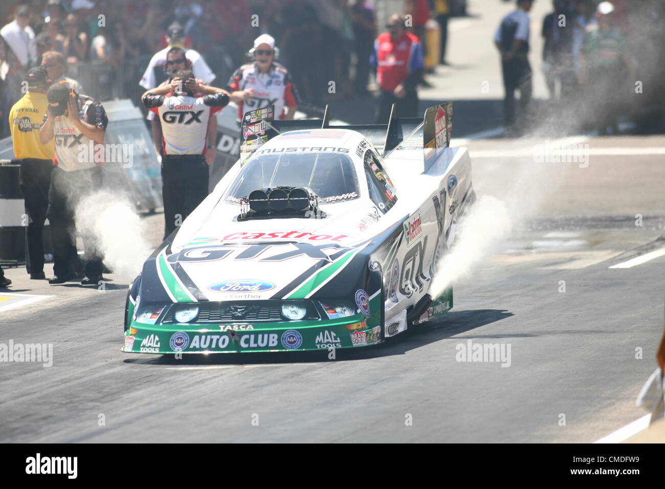 July 22 2012: Mike Neff in the Castrol GTX Ford Mustang during the NHRA ...