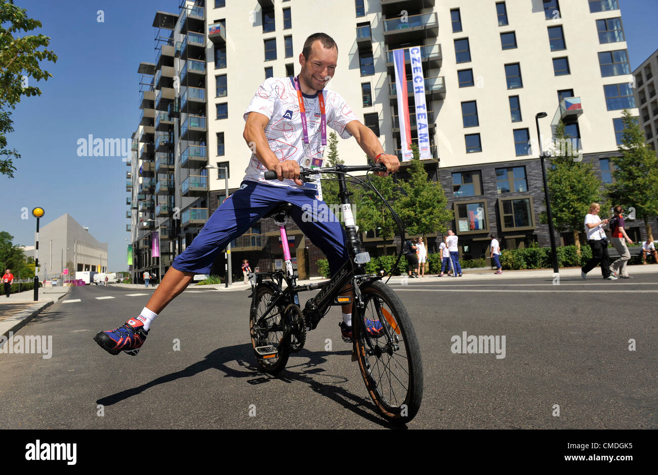 Czech cyclist Jan Barta poses at the Olympic Village, London, Britain, on Tuesday, July 24, 2012. (CTK Photo/Radek Petrasek) Stock Photo