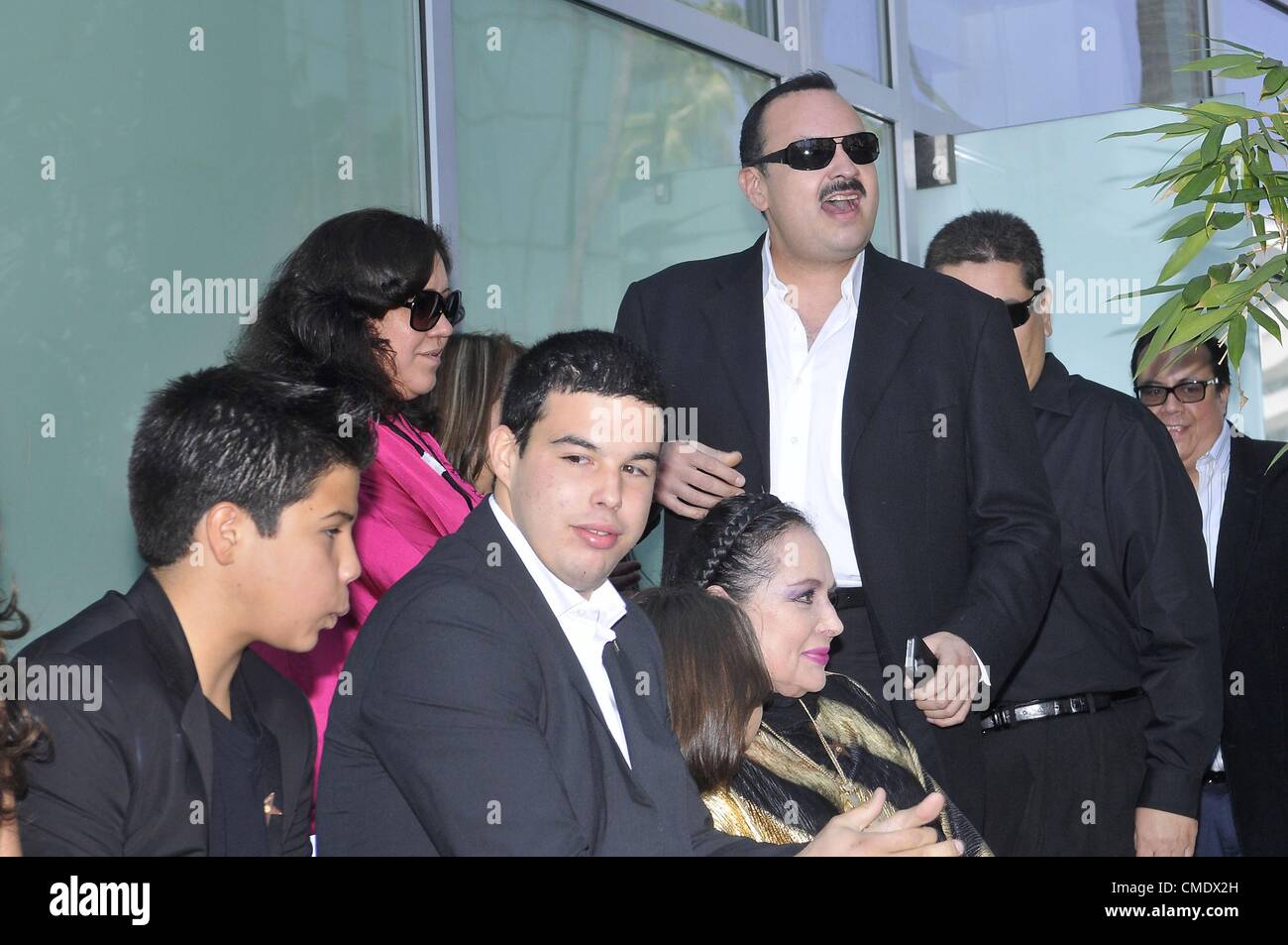Pepe Aguilar, Family at the induction ceremony for Star on the Hollywood Walk of Fame for Pepe Aguilar, Hollywood Boulevard, Los Angeles, CA July 26, 2012. Photo By: Michael Germana/Everett Collection Stock Photo