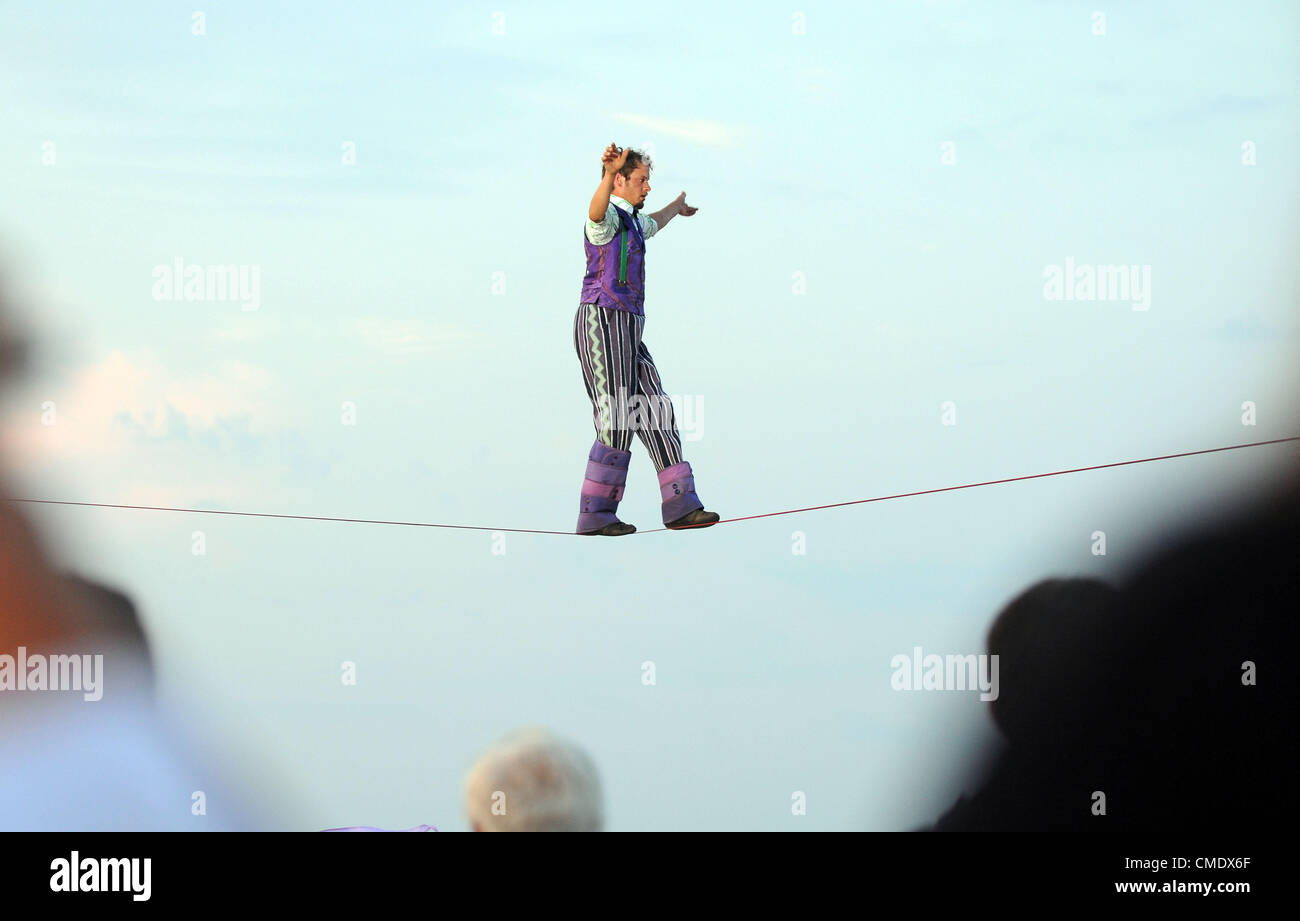 Tight rope walker. Tightrope walker. Artists Perform In The Battle Of The Winds Ahead Of The