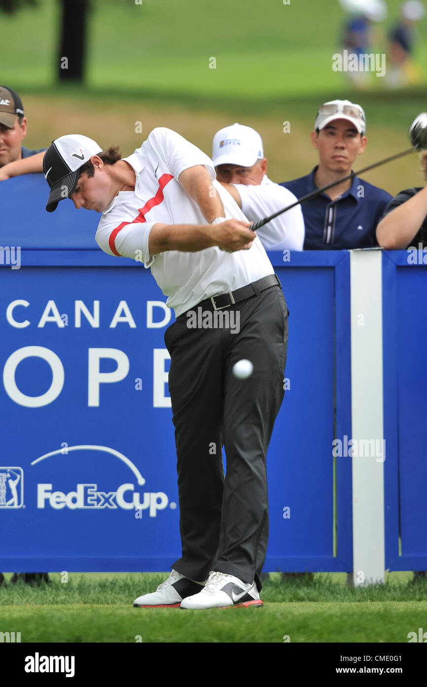 26.07.2012. Ontario, Canada.  Hunter Hamrick on the 18th tee on day one of the RBC Canadian Open at Ancaster, Ontario. Hunter Hamrick would finish at plus 1 for the day. Stock Photo