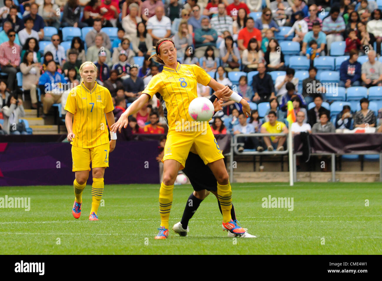 28.07.2012 Coventry, England. Lotta SCHELIN (Sweden) in action during the Olympic Football Women's Preliminary game between Japan and Sweden from the City of Coventry Stadium. Credit:  Action Plus Sports Images / Alamy Live News Stock Photo