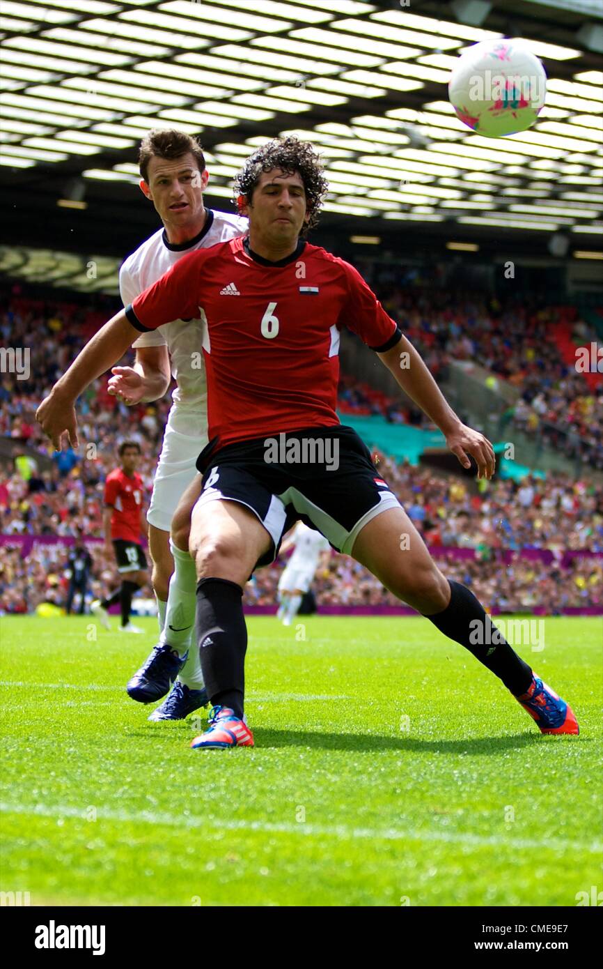29.07.2012 Manchester, England. Egypt defender Ahmed Hegazy in action during the first round group C mens match between Egypt and New Zealand. Stock Photo