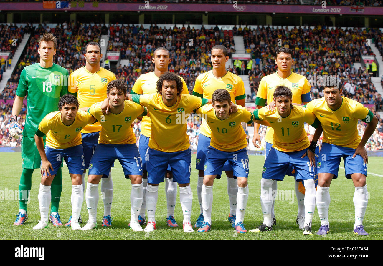 BRAZIL OLYMPIC FOOTBALL TEAM BRAZIL V BELARUS OLD TRAFFORD MANCHESTER ENGLAND 29 July 2012 Stock Photo