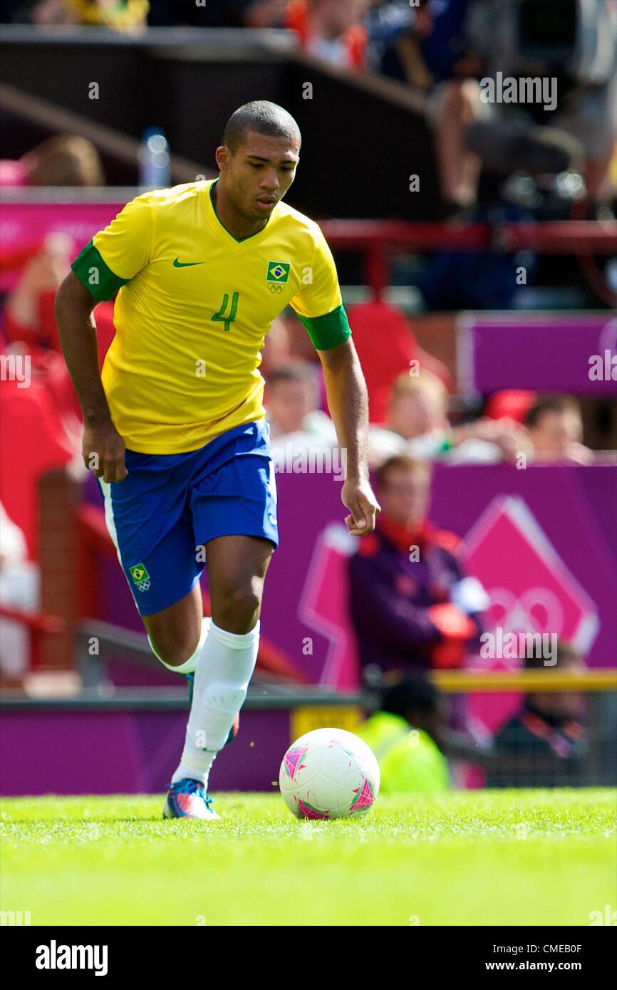 29.07.2012 Manchester, England. Brazil defender Juan Jesus in action during the first round group C match between Brazil and Belarus. 2012 Olympic Games mens football tournament. Stock Photo