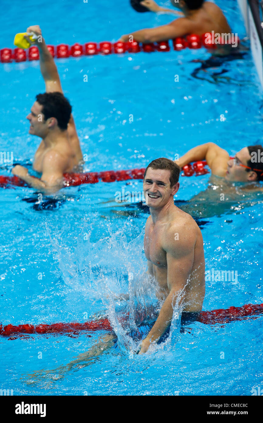 Cameron Van der Burgh (RSA) wins the gold medal in the men's 100 meter breaststroke at the 2012 Olympic Summer Games, London, England. Stock Photo