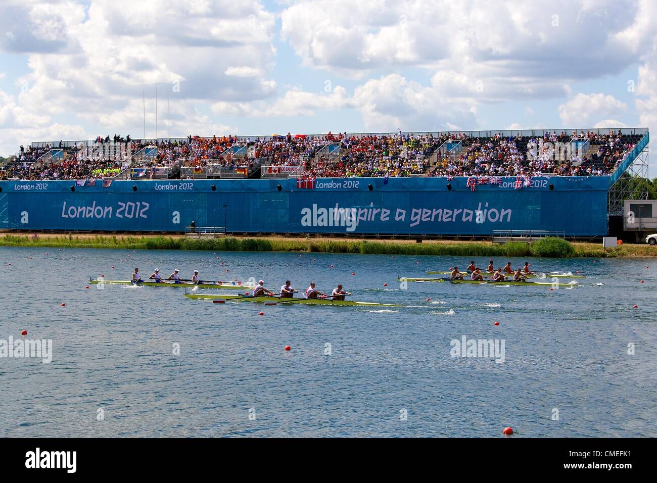 28.07.2012 Dorney Lake, England. General Views from day 1 of the Olympic Regatta. Stock Photo