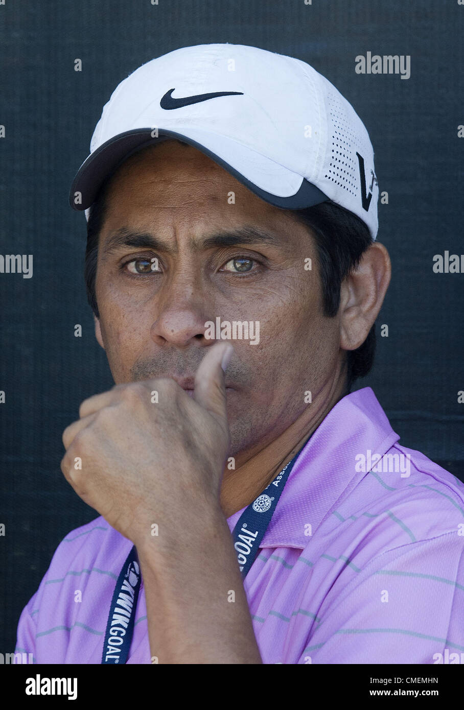 July 30, 2012 - Los Angeles, California, USA - Mexican goalie legend Jorge Campos attends the Real Madrid training session at the UCLA campus in Los Angeles, California, Monday, 30 July 2012. (Credit Image: © Javier Rojas/Prensa Internacional/ZUMAPRESS.com) Stock Photo