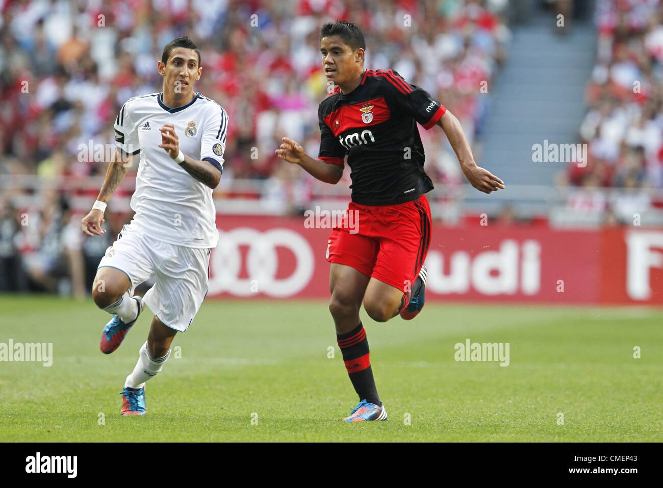 (L-R) Angel Di Maria (Real), Lorenzo Melgarejo (Benfica), JULY 27, 2012 - Football / Soccer : Pre season match 'Eusebio Cup' between Benfica and Real Madrid, at the Luz Stadium, Lisbon, Portugal, July 27, 2012. (Photo by AFLO) Stock Photo
