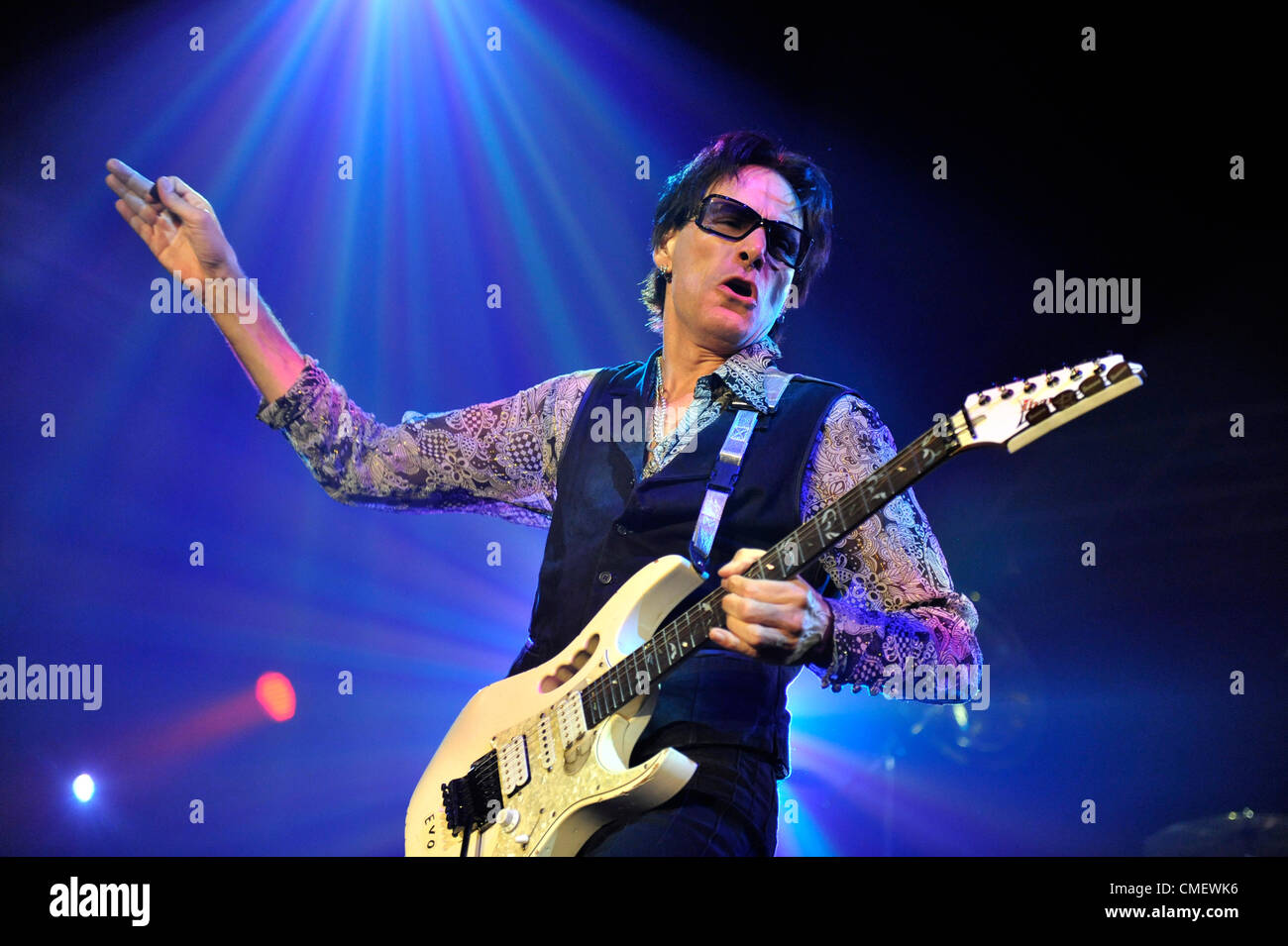 American rock guitarist Steve Vai performs live at the G3 2012 EUROPE ...
