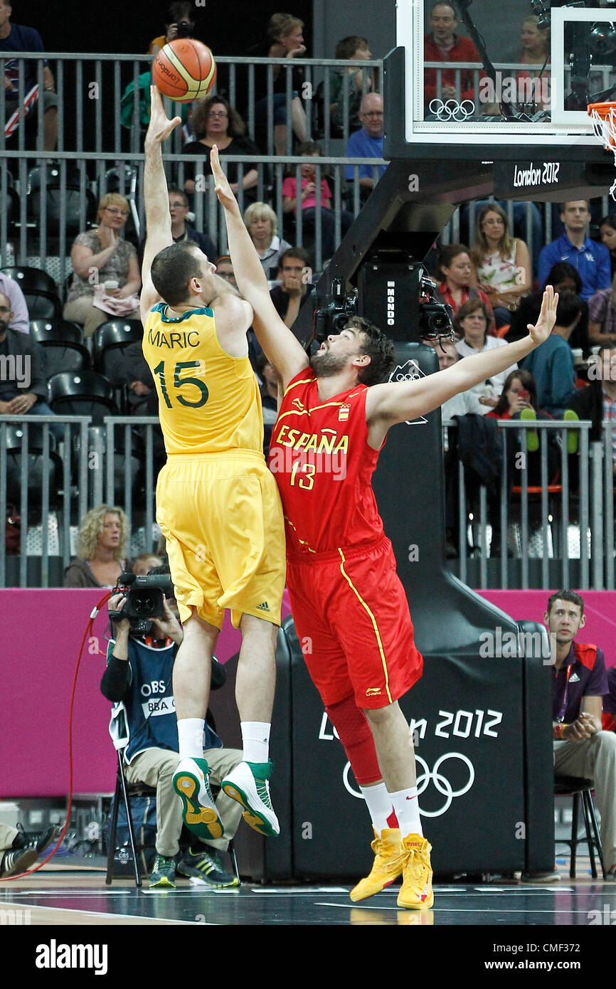 31.07.2012. London, England. Australia Aleks Maric goes for the skyhook ...