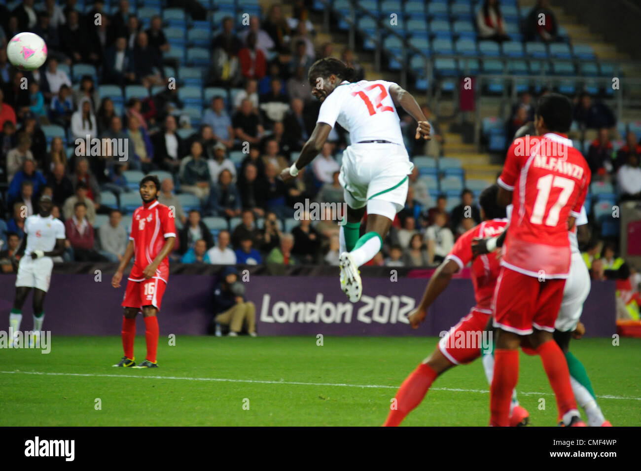 01.08.2012 Coventry, England. Ibrahima BALDE (Senegal) in action during the Olympic Football Men's Preliminary game between Senegal and United Arab Emirates from the City of Coventry Stadium Stock Photo