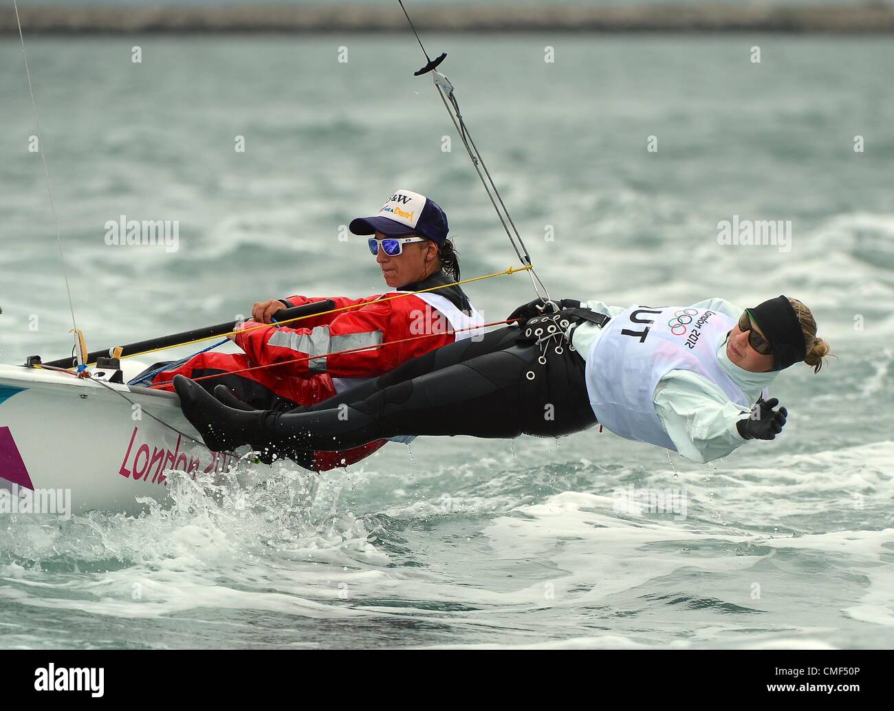 1st Aug 2012. London 2012 Olympics: Sailing, action during the London 2012 Olympic Games at the Weymouth & Portland Venue, Dorset, Britain, UK.  Austria August 01st, 2012 PICTURE BY: DORSET MEDIA SERVICE Stock Photo