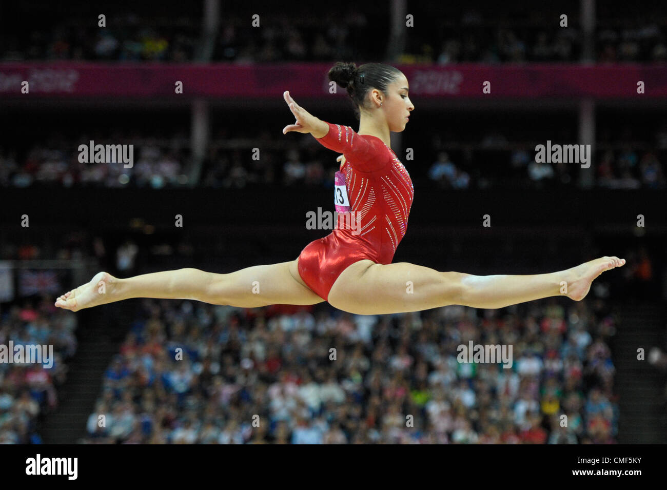 31.07.2012. London, England. Olympic Games. Gymnastics Womens Team Finals Greenwich Arena . Alexandra Raisman  USA Stock Photo