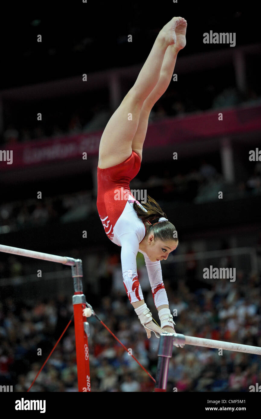 31.07.2012. London, England. Olympic Games. Gymnastics Womens Team Finals Greenwich Arena. Aliya Mustafina of Russia Stock Photo