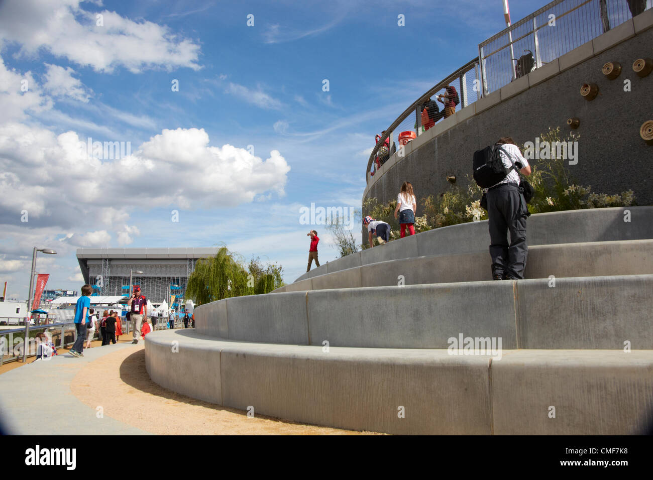 Steps feature at Olympic Park, London 2012 Olympic Games site, Stratford London E20 UK, Stock Photo