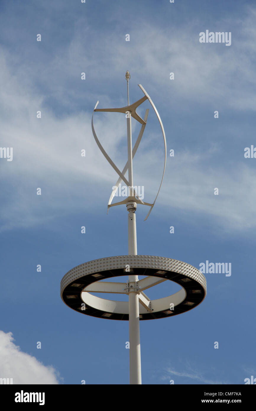 Wind turbine lighting rig at Olympic Park, London 2012 Olympic Games site, Stratford London E20 UK, Stock Photo