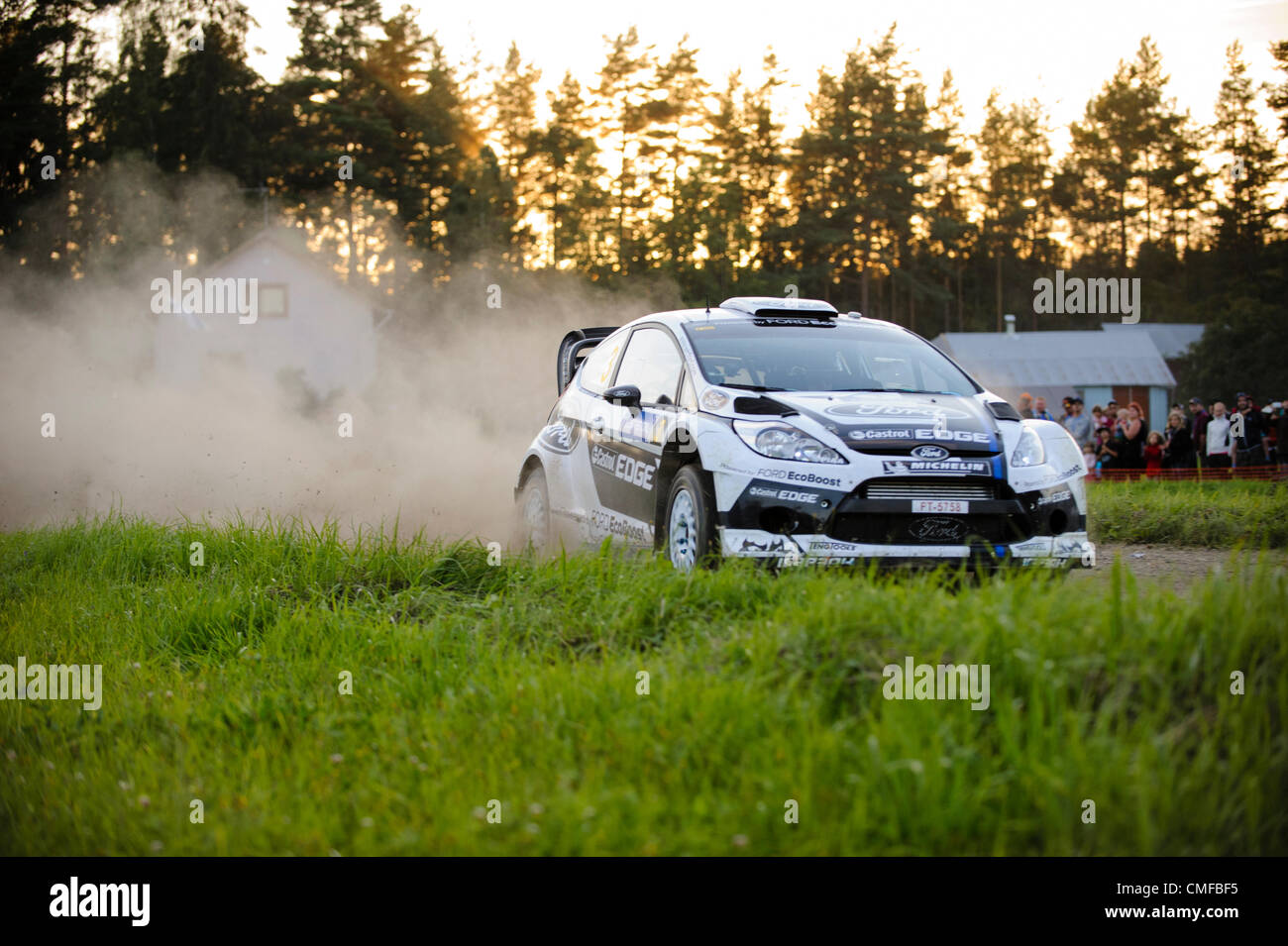 Jari-Matti Latvala of Finland and Miikka Anttila of Finland compete in their Ford World Rally Team Ford Fiesta RS WRC during Day 1 of the WRC Rally Finland on August 2, 2012 in Jyväskylä , Finland. Stock Photo